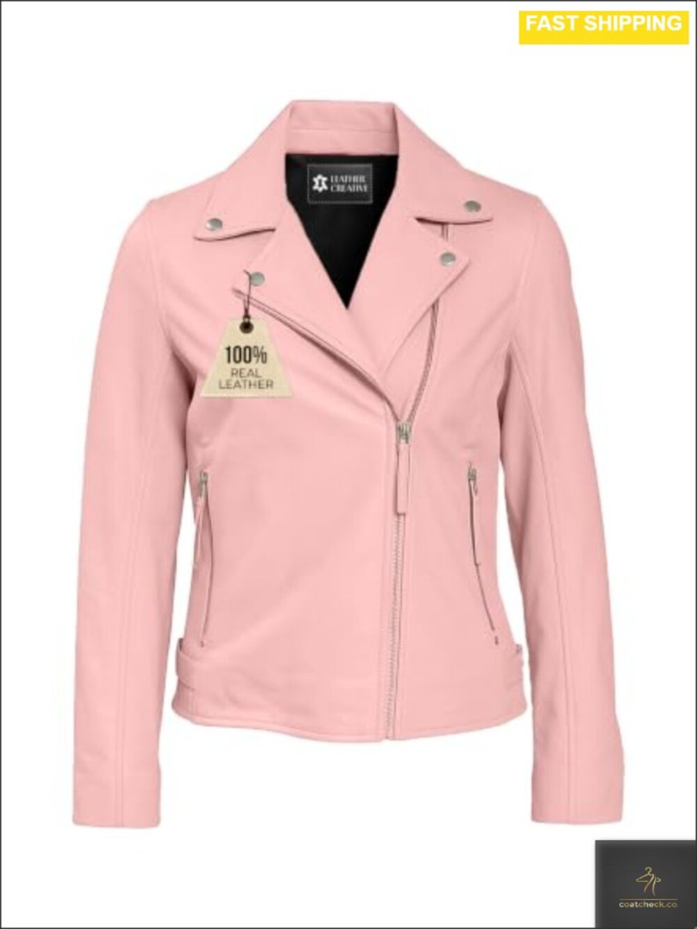 Lambskin Leather Jacket Women Cropped Moto Belt Zip Pockets